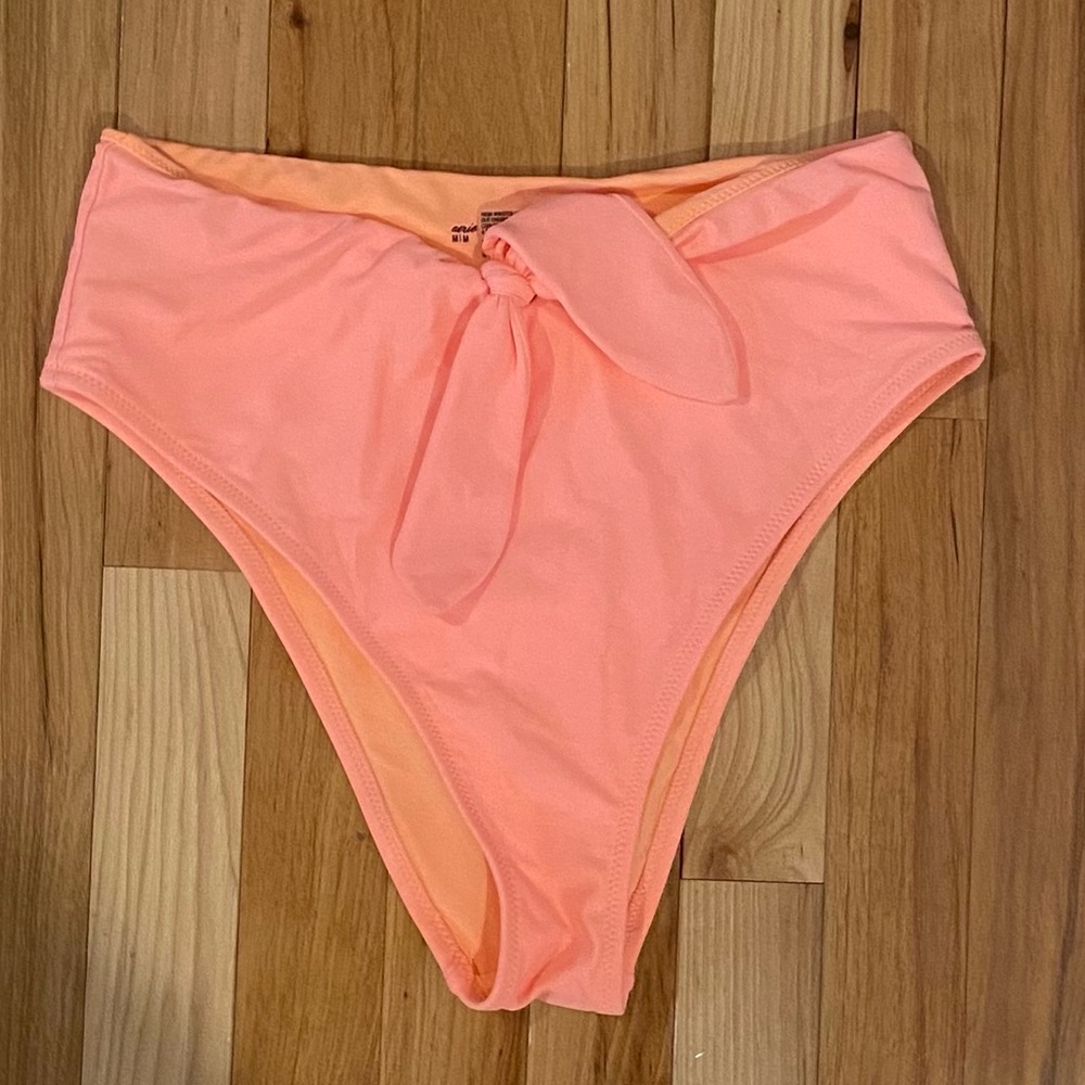 Pink/coral high waisted high cut cheeky aerie bikini bottoms